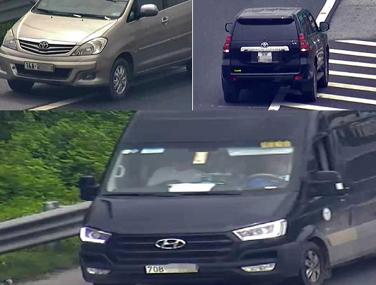 Hình ảnh 3 ô tô đi lùi trên cao tốc Hà Nội - Hải Phòng.