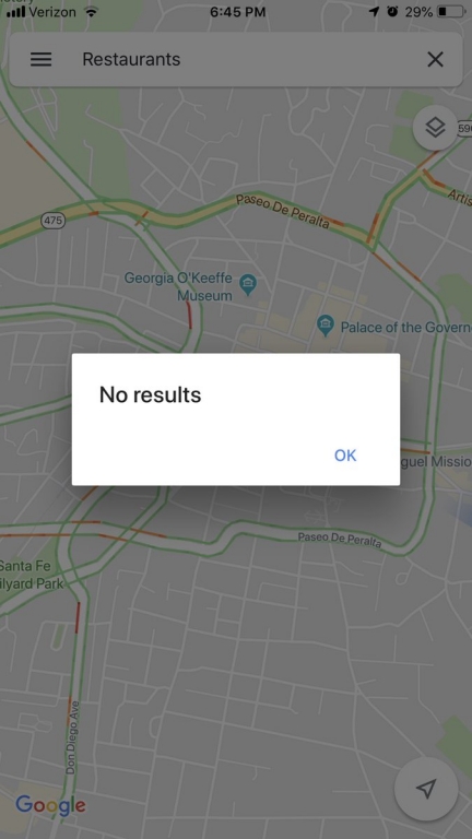 Google Maps bị lỗi trên ứng dụng di động.