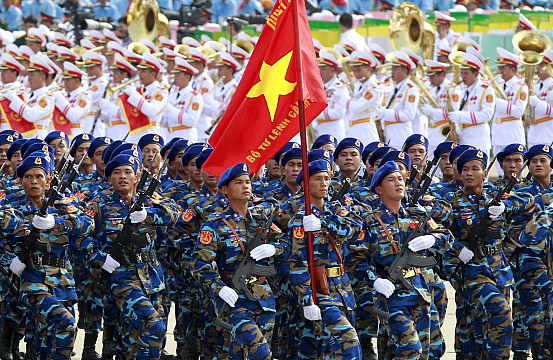 Các chiến sĩ Việt Nam trong buổi diễu binh chào mừng 70 năm Quốc khánh hồi năm 2018.