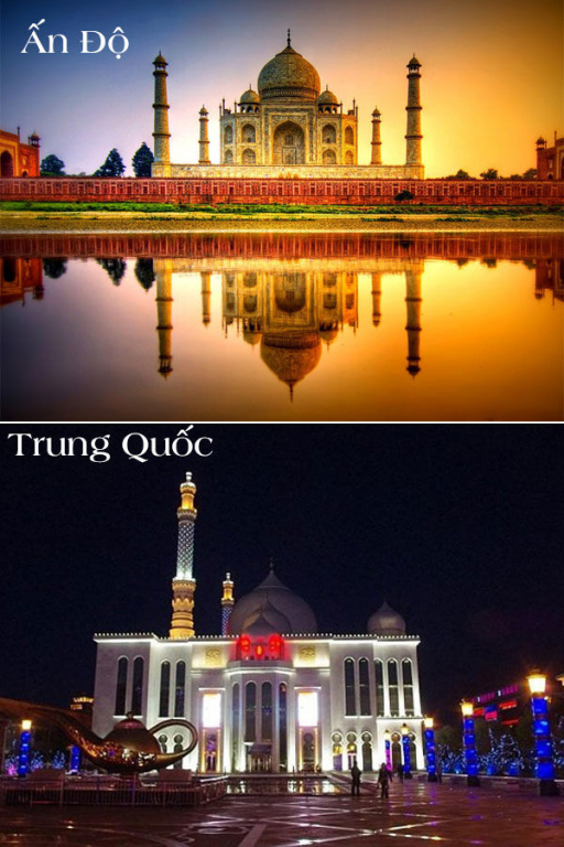 “Cung điện Taj Mahal” tại thành phố Hohhot, thuộc Nội Mông có vẻ không hùng vĩ và nguy nga như bản gốc ở Ấn Độ.