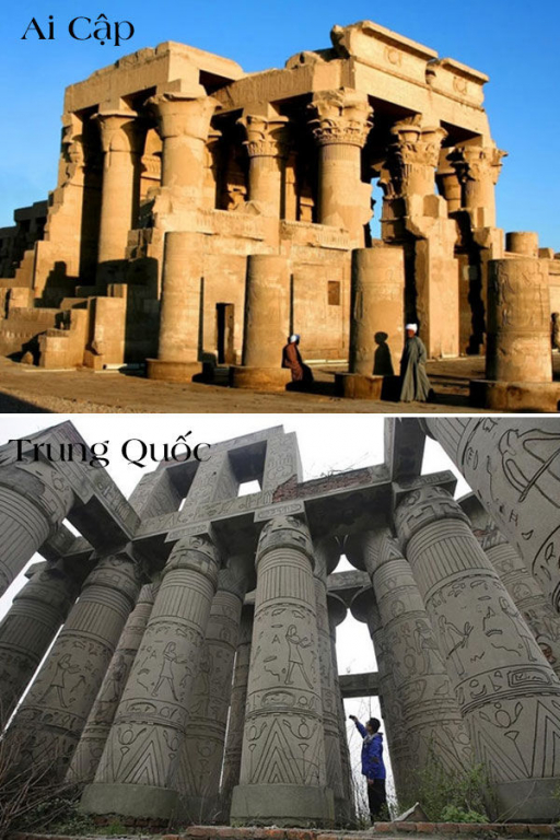 Đền Karnak linh thiêng của Ai Cập được “làm nhái” tại một công viên bỏ hoang ở thành phố Vũ Hán, Trung Quốc. Quy mô và độ chi tiết của công trình này không kém gì ngôi đền thật.