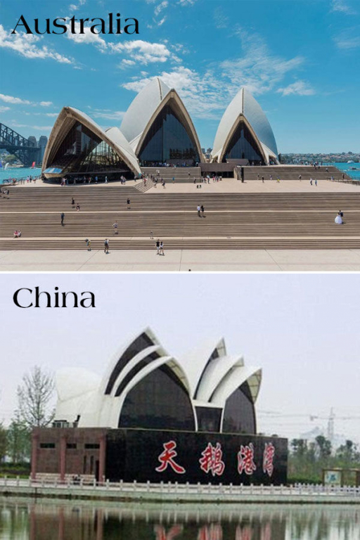 Thị trấn Phụ Tân, tỉnh Liêu Ninh, Trung Quốc cũng có một bản sao của nhà hát Opera House nổi tiếng của Australia. Tuy nhiên, so với bản gốc thì “người anh em” này của nhà hát Opera House trông có vẻ giống như một tượng đài hơn.
