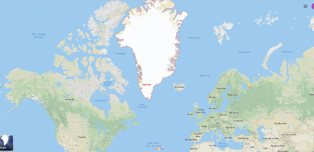 Vị trí Greenland trên bản đồ.