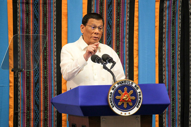 Tổng thống Duterte đọc bài phát biểu quốc gia tại Hạ viện ở thành phố Quezon vào ngày 22/7. (Ảnh: ABS-CBN News).