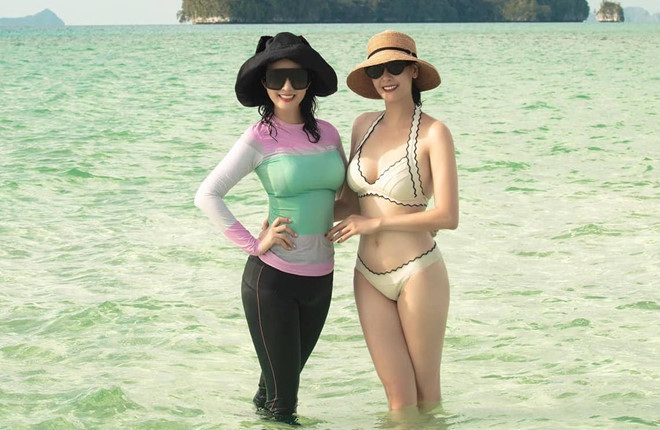 Hoa hậu Giáng My và Hà Kiều Anh được khen về sắc vóc ở tuổi ngoài 40. 