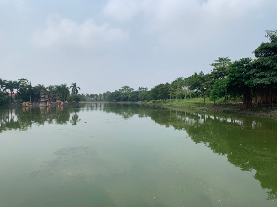 Khu vực đầm hay còn gọi là hồ Mọc Xá (xã Cao Dương, huyện Thanh Oai, Hà Nội) vốn có diện tích trên 36.000m2. Nơi đây có vị trí đắc địa khi nằm trước mặt đình làng Mọc Xá, phía kia tiếp giáp đê sông Đáy. (Ảnh: Nhất Nam).