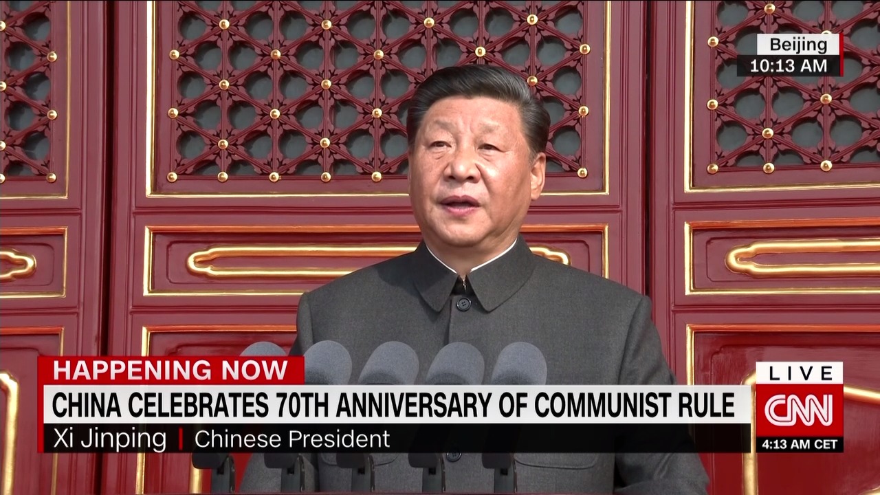 Chủ tịch Trung Quốc Tập Cận Bình phát biểu khai mạc kỉ niệm ngày quốc khánh tại Quảng trường Thiên An Môn của Bắc Kinh.