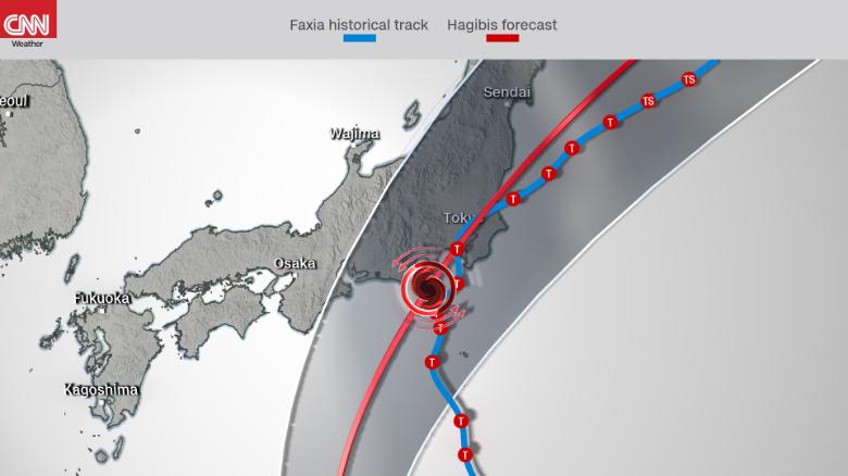 Siêu bão Hagibis đang hướng thẳng tới Nhật Bản.