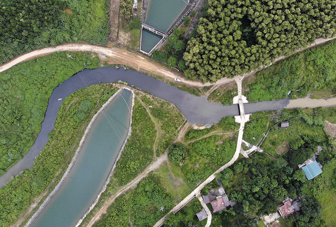 Toàn cảnh hồ Đồng Bài dẫn nước vào nhà máy nước sạch Sông Đà. (Ảnh; IT).