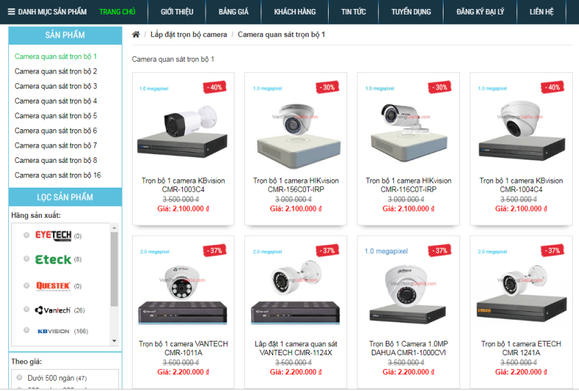 Camera trọn bộ có giá tương đối rẻ được giao bán trên nhiều trang mạng hiện nay.