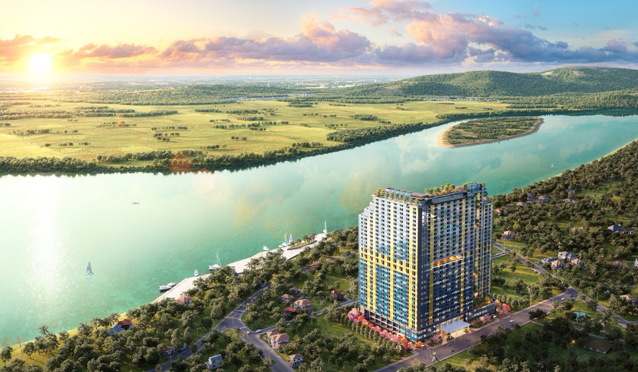 Phối cảnh hoành tráng của dự án Tổ hợp khách sạn nghỉ dưỡng Wyndham Thanh Thủy được quảng cáo trên mạng.