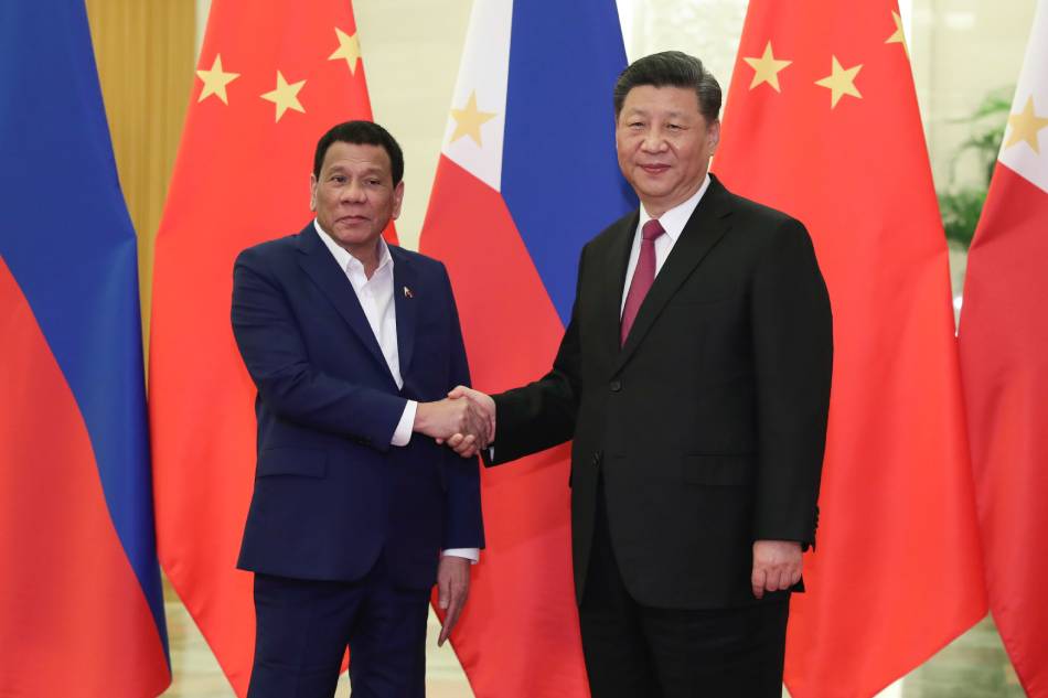Tổng thống Philippines Duterte và Chủ tịch Trung Quốc Tập Cận Bình gặp nhau ở Bắc Kinh tháng 8/2019.