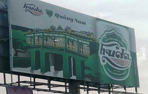 Hình ảnh chùa Cầu đặt cạnh lon bia Huda được quảng bá rầm rộ gây tranh cãi. (ẢNH: FB JACK TRAN).