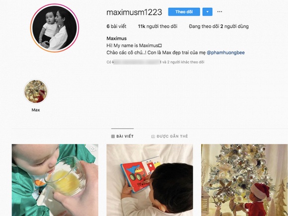 Phạm Hương lập hẳn Instagram riêng cho con trai đầu lòng. 