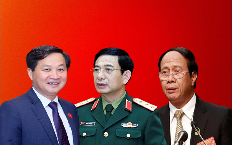 Từ trái qua: Ông Lê Minh Khái, Thượng tướng Phan Văn Giang, ông Lê Văn Thành.
