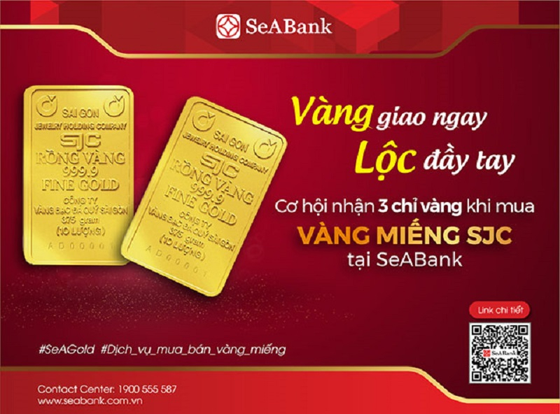 SeaBank triển khai dịch vụ mua bán vàng miếng SJC.
