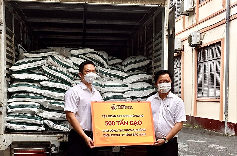 500 tấn gạo đã được T&T Group ủng hộ tỉnh Bắc Ninh phòng chống dịch.