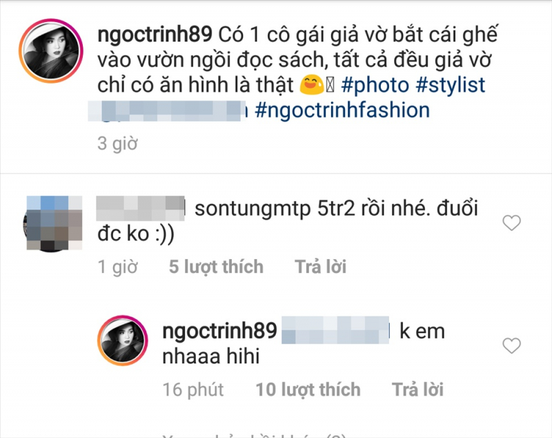 Trang Instagram của Sơn Tùng M-TP cán mốc 5,2 triệu người theo dõi. Bên cạnh những lời khen dành cho Sơn Tùng M-TP, một số cư dân mạng bất ngờ vào trang cá nhân của Ngọc Trinh để xỉa xói. Nguyên nhân được cho là do phát ngôn mang tính so sánh của Vũ Khắc Tiệp cách đây không lâu