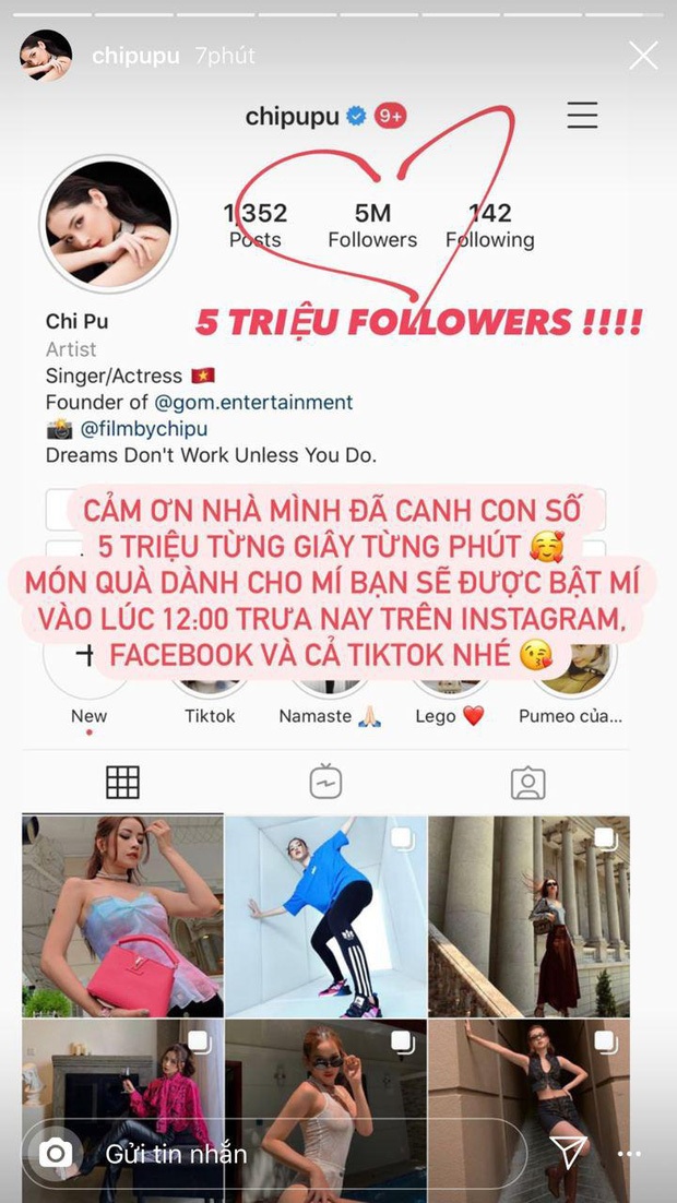 Thừa thắng xông lên, Chi Pu vượt mặt Ngọc Trinh thành nghệ sĩ thứ 2 của Vbiz có 5 triệu follower trên Instagram