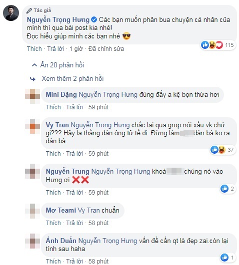 Nguyễn Trọng Hưng tức giận khi bị dân mạng lôi chuyện cá nhân ra bàn tán