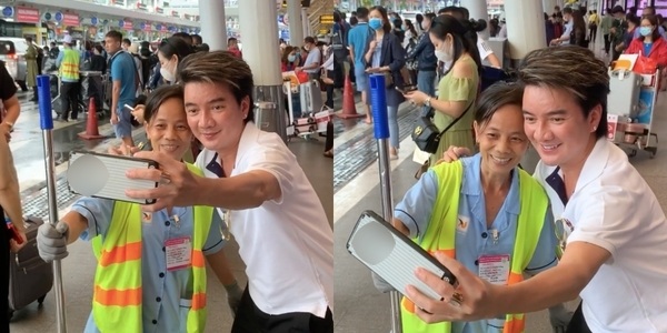 Đàm Vĩnh Hưng khoe clip chụp ảnh với cô lao công tại sân bay