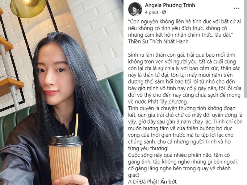 Angela Phương Trinh buông bỏ dục vọng sau 3 năm chay lạc