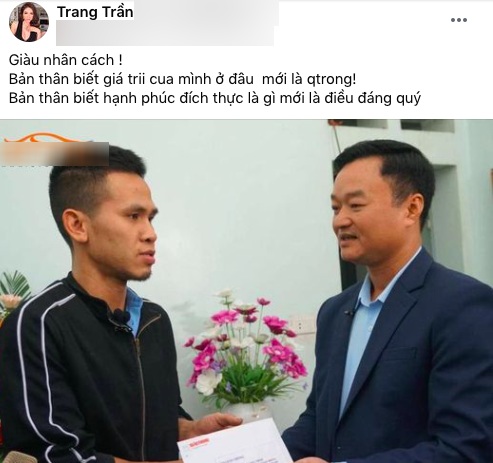 Trang Trần khen ngợi khi anh Mạnh gửi hết tiền ủng hộ vào quỹ từ thiện