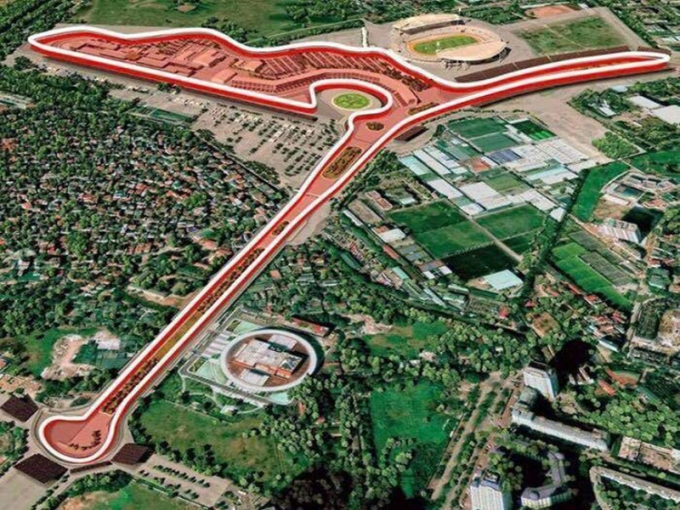 Mô phỏng đường đua F1 bao quanh sân vận động Mỹ Đình. (Ảnh: BTC cung cấp).
