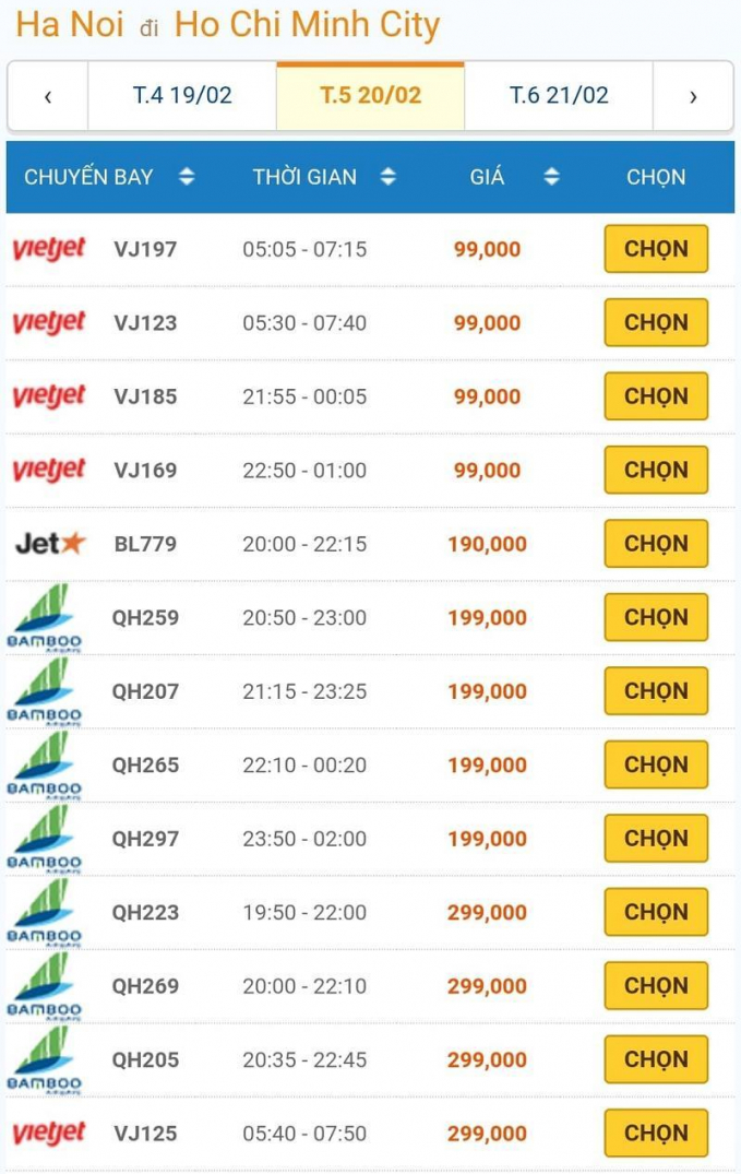 Giá vé máy bay chặng Hà Nội - TP HCM xuống thấp kỷ lục.