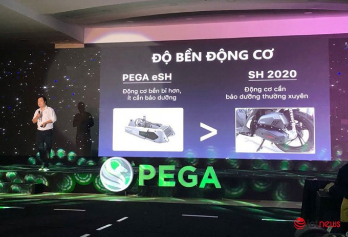 Hãng xe điện Pega giới thiệu phiên bản xe máy điện eSH và so sánh sản phẩm với xe SH 2020 của Honda phát trên mạng.