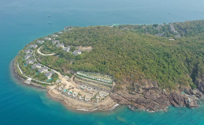 Khu vực san ủi, xây dựng không phép trên đảo Hòn Tằm. (Ảnh: CH).