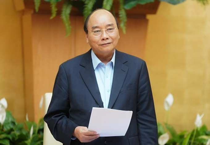 Thủ tướng Nguyễn Xuân Phúc phát biểu chỉ đạo về phòng chống dịch Covid-19. (Ảnh: VGP).
