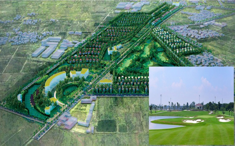 Phối cảnh dự án khu nhà vườn du lịch sinh thái và sân tập golf Vân Tảo 66ha trên website của Tập đoàn Geleximco.