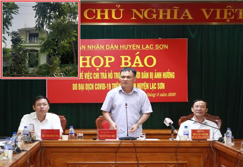 Chủ tịch UBND huyện Lạc Sơn phát biểu tại cuộc họp báo.