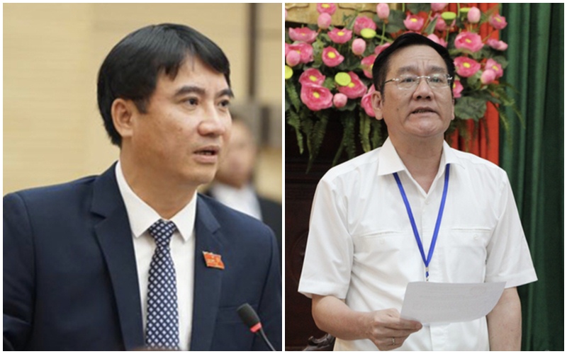 Chủ tịch UBND quận Thanh Xuân Nguyễn Xuân Lưu và Phó Chủ tịch quận Đặng Hồng Thái (từ trái qua phải).
