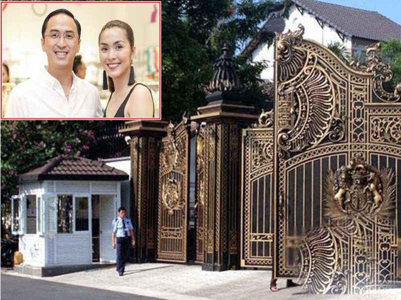 'Siêu lâu đài' nhà chồng Tăng Thanh Hà có chốt bảo vệ, cổng dát vàng hoành tráng.