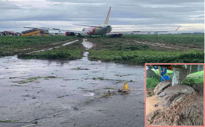 Máy bay Vietjet gặp sự cố trượt khỏi đường băng sân bay Tân Sơn Nhất.