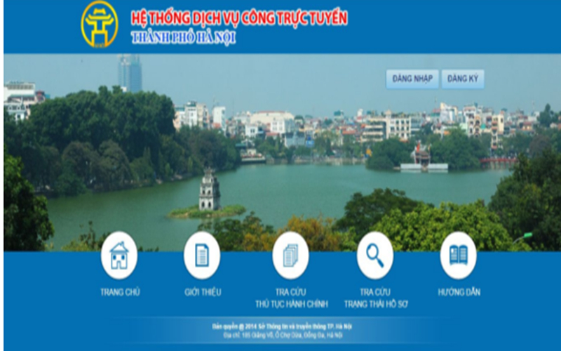 Hệ thống dịch vụ công trực tuyến của TP Hà Nội. (Ảnh: Chụp màn hình).