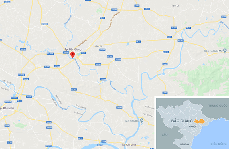 Thi thể 3 mẹ con được phát hiện ở sông Thương, đoạn qua xã Đồng Sơn, TP Bắc Giang, tỉnh Bắc Giang. (Ảnh: Google Maps).