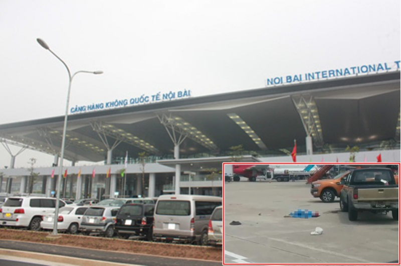 Hiện trường vụ tai nạn trong sân bay Nội Bài chiều 6/7.