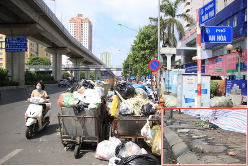Rác ngập phố phường Hà Nội vì người dân chặn xe vào bãi rác Nam Sơn.