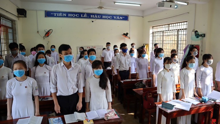 Thí sinh thi tốt nghiệp THPT 2020 ở Đà Nẵng phải đeo khẩu trang.