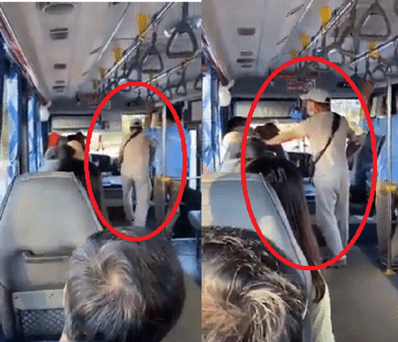 Cán bộ Thanh tra xe bus của Bus Mạnh Hào mặc quần ngủ đi làm việc, dọa cắt cổ hành khách.