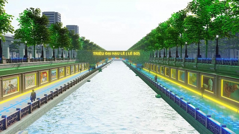 2. Mô hình đề xuất thể hiện việc biến dòng sông Tô Lịch vốn ô nhiễm trở thành dòng sông trong xanh mang đậm kiến trúc giá trị giàu tính lịch sử.