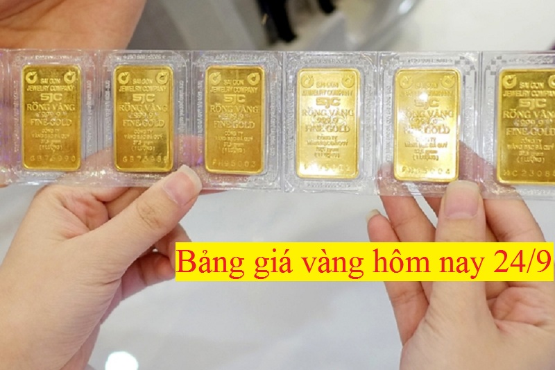 Bảng giá vàng hôm nay 24/9, vàng SJC, vàng 9999 giảm mạnh.
