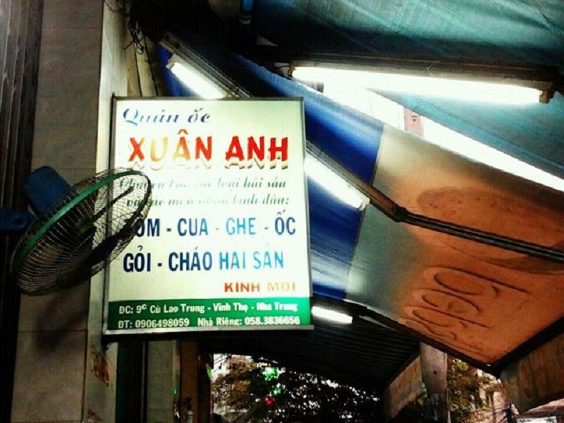 Quán ốc Xuân Anh - Địa điểm ăn uống Nha Trang được nhiều người lựa chọn.