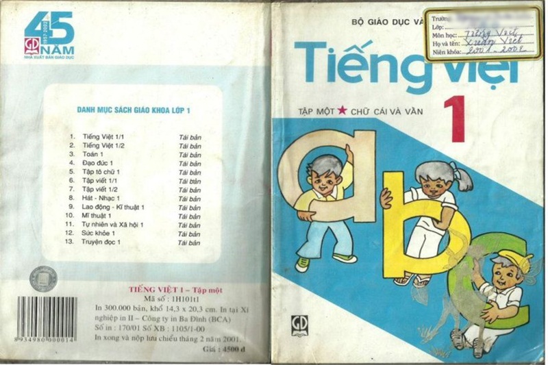 Bìa sách Tiếng Việt lớp 1 cũ thời thế hệ những 8X, 9X sử dụng được chia sẻ rộng rãi. (Ảnh: Sưu Tầm).