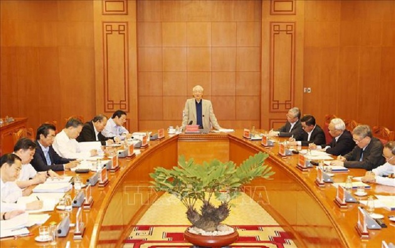 Tổng Bí thư, Chủ tịch nước Nguyễn Phú Trọng chủ trì cuộc họp của Thường trực Ban chỉ đạo Trung ương về PCTN. (Ảnh: TTXVN).