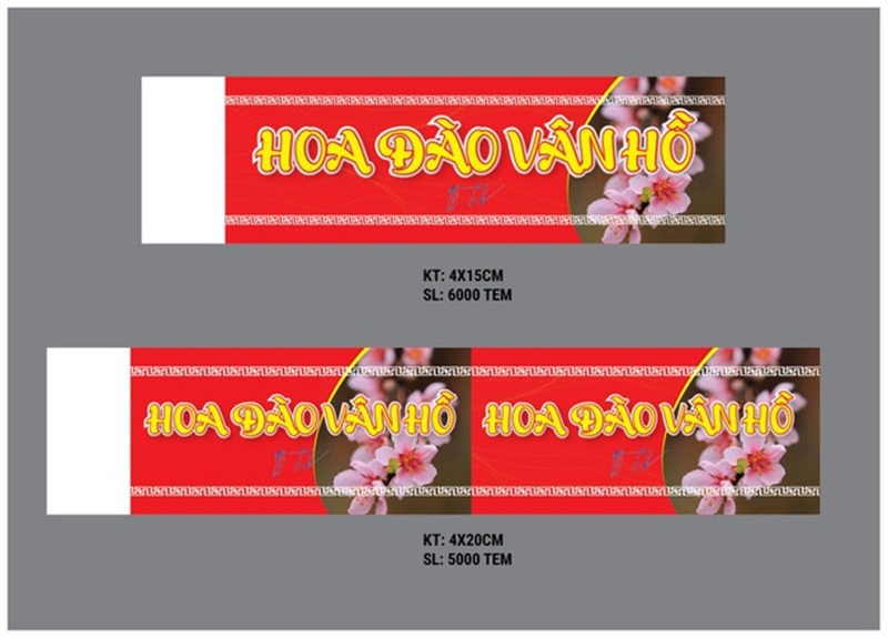 Mẫu tem huyện Vân Hồ đề xuất dán cho hoa đào trồng xuất xứ từ địa phương.