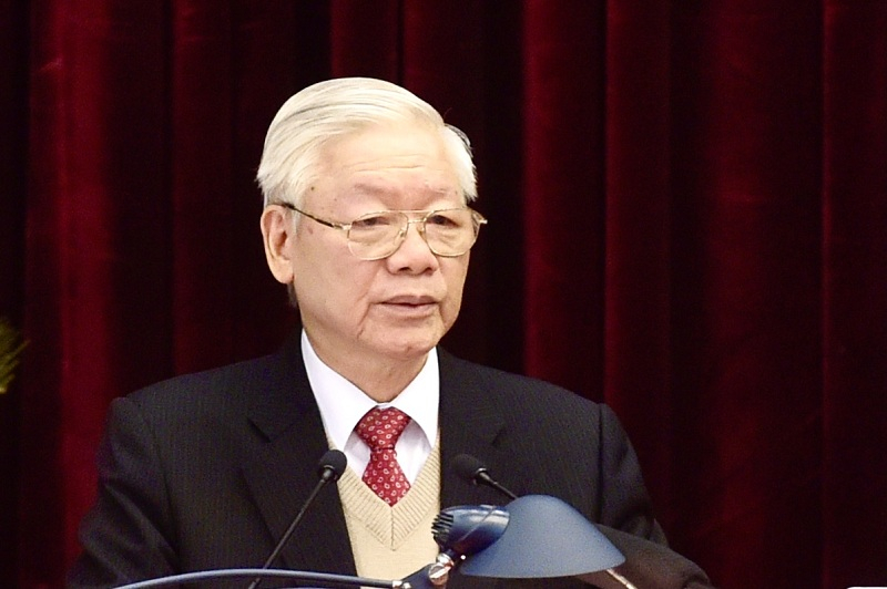 Tổng Bí thư, Chủ tịch nước Nguyễn Phú Trọng phát biểu khai mạc Hội nghị. (Ảnh: VGP/Nhật Bắc).